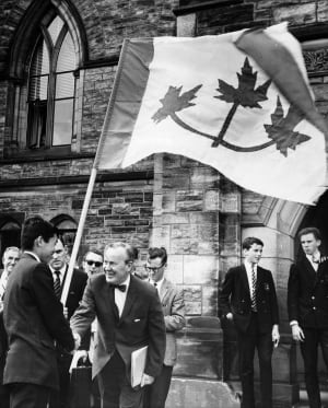 Lester B Pearson's maple leaf flag 1964