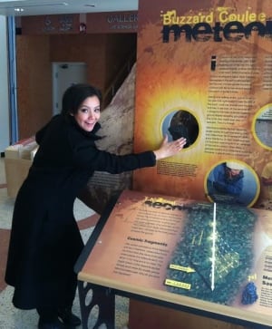Geraldine Carriere checks out meteorite