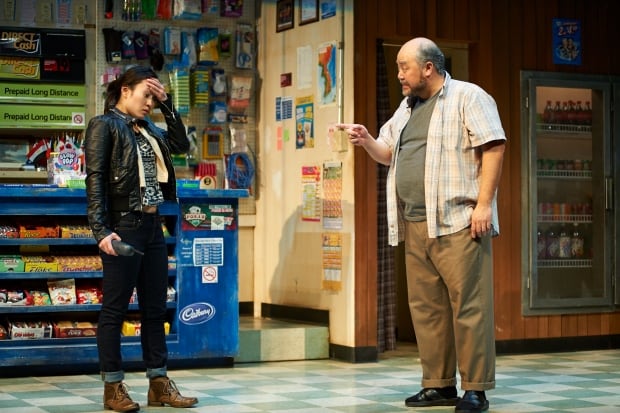 Chantelle Han and Paul Sun-Hyung Lee in Kim's Convenience.