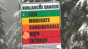 Avalanches in B.C. mountains and Alberta Rockies - stock sign - avalanche hazard high extreme