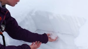 Avalanches in B.C. mountains and Alberta Rockies - stock - slab test