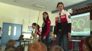 Olympic athletes skis