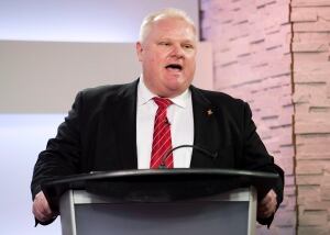 Rob Ford speaks during first televised mayoral debate of 2014