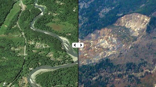 Washington state mudslide: before and after | CBC News