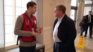 Premier David Alward visits Shediac warming centre