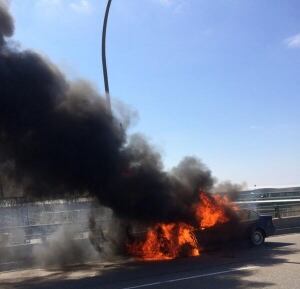 BMW burning on Gardiner Expressway
