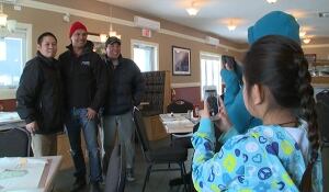 Adam Beach with fans in Happy Valley-Goose Bay