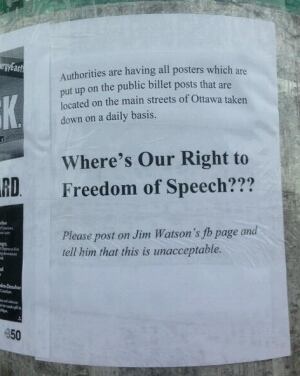 Poster wars Ottawa downtown poster collar taken down