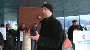 FFAW's Jason Springle protesting in Corner Brook