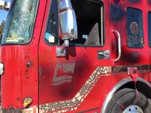 Damaged fire truck