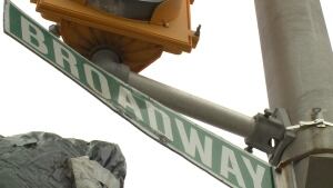 Broadway street sign in Corner Brook