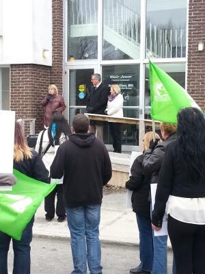 NAPE President Carol Furlong addresses demonstrators