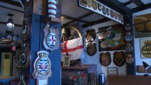 Plaques inside the Crow's Nest Officer's Club