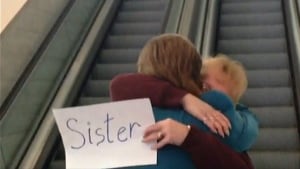 Sisters embrace