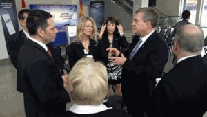 Premier David Alward at the Dealermine job announcement in Saint John