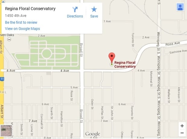 Map to Regina Floral Conservatory