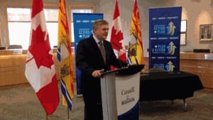 Premier David Alward at the federal gas tax announcement in Riverview