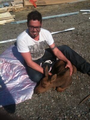 Stephan Desgroseillers and baby moose