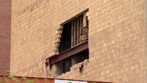 bricks fall