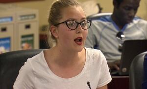 Morgan Baskin at mayoral roundtable discussion