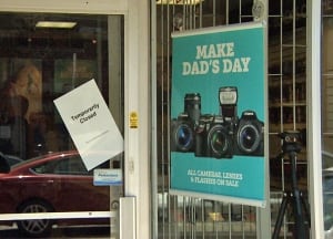 'Temporarily closed' sign