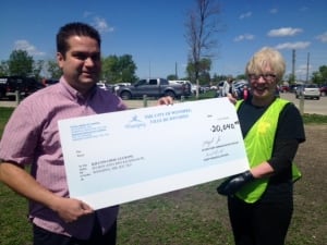 councillor Jeff Browaty cheque