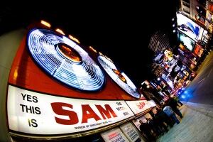 Sam's iconic sign may move a block south east of its original location.