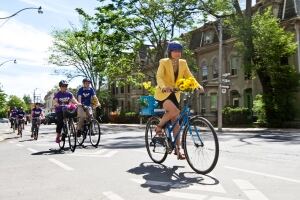 Chow on her bike
