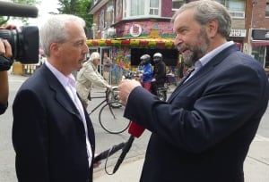 NDP Leader Tom Mulcair campaigns in Trinity-Spadina