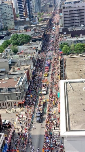WorldPride parade crowd shot from Const. Laurie McCann