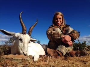 Kendall Jones white springbok hunting picture