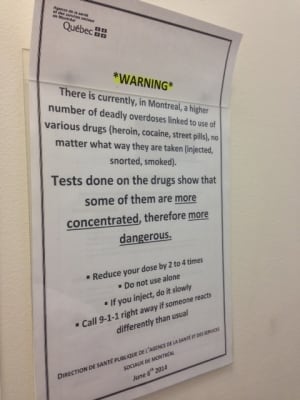 Montreal Public Health overdose warning
