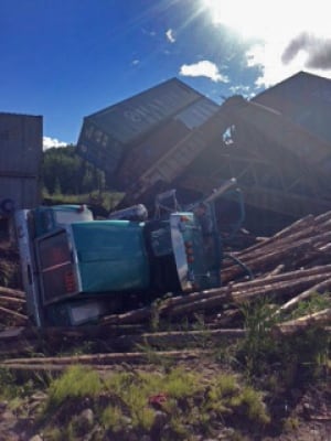 Logging truck and train collision, Burns Lake, B.C.