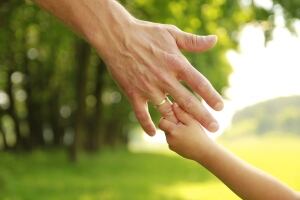 Child's hand holding adult's hand
