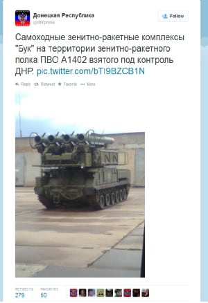Pro-Russian rebels post on Twitter