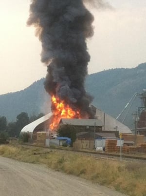 Flames rip through Coldstream Lumber in the Okanagan.