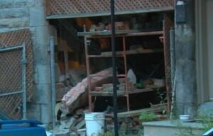 Carriageway Cartier Street collapsed building