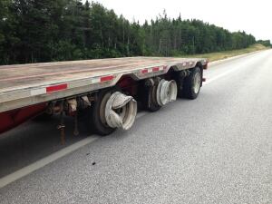 Transport truck in crash near Howley