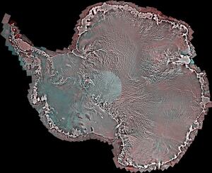 Mosaic of satellite images of Antarctica taken by RADARSAT-2