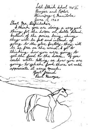 Sable Island horse schoolchildren letter