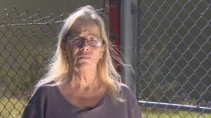 Lesslie Askin, 71, outside Kinder Morgan storage tank area in Burnaby, B.C.