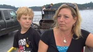 Lori Hewett and son on Quadra Island ferry