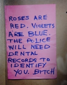 Magnotta note roses are red evidence