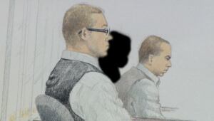 Surrey Six courtroom sketch - Matthew Johnston and Cody Haevischer
