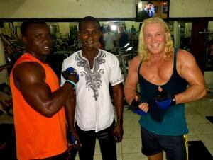 Len Lindstrom at the gym in Liberia