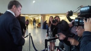 John Tory waits to vote in advance poll