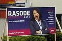 Defaced campaign sign