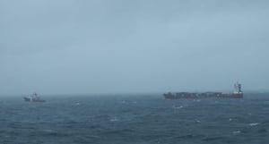 Simushir under tow, Oct. 18, 2014