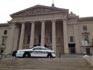 Police on steps of legislature