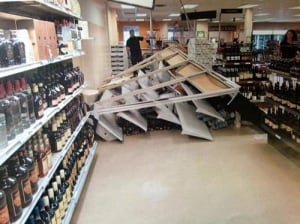 Liquor store shelf collapse